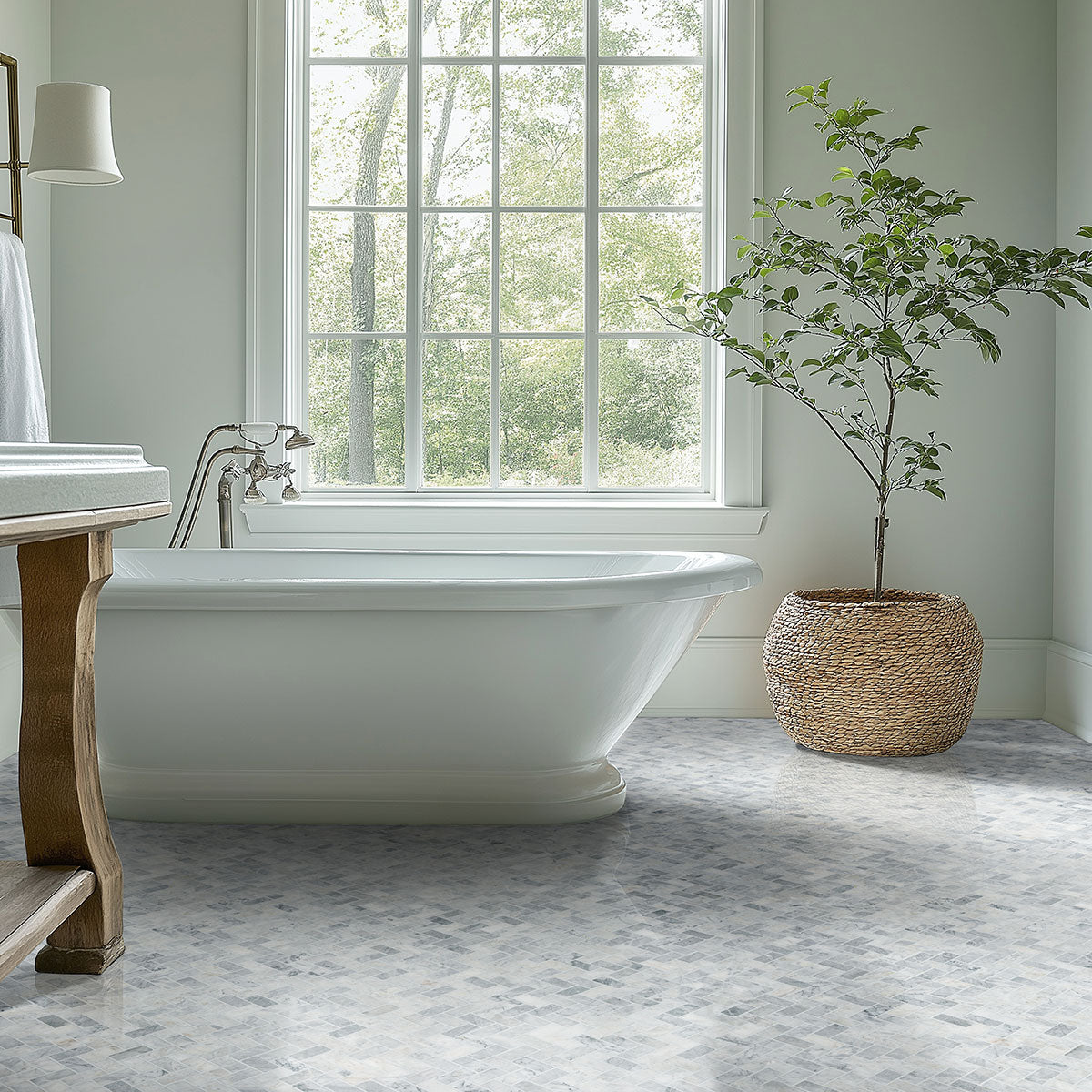 Mosaic applied on bathroom floor