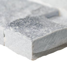 Close-up of Alaska Gray XL Stacked Stone showing layered split-face texture and veining