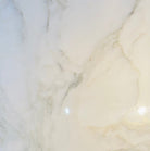 Flat view of Calacatta 12x12 Polished Marble Tile showing classic grey and gold veining