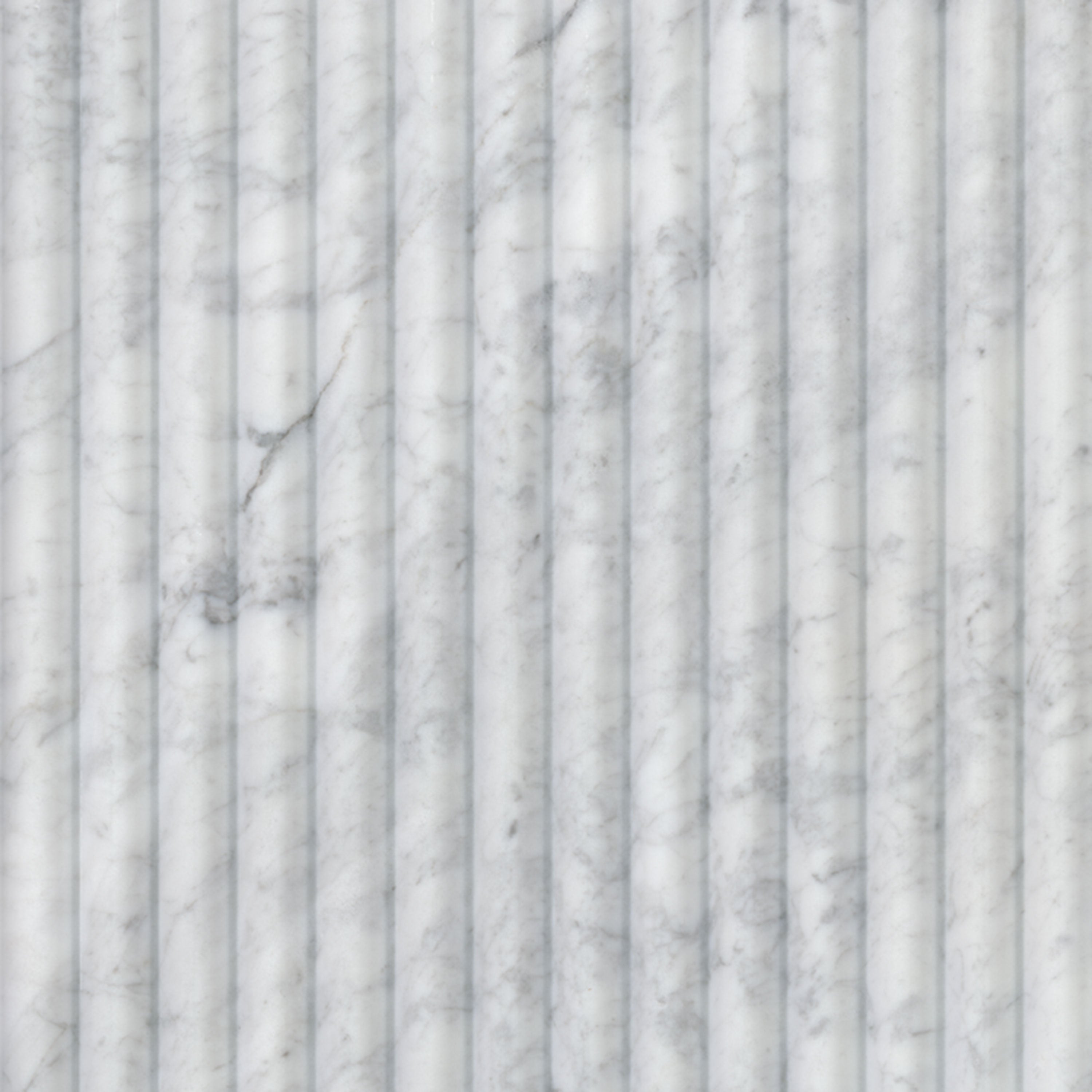 Flat view of Carrara White Milano Ribbo Marble Tile, 12x24 honed with fluted ribbed design