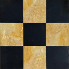 Checkerboard tile 12x12 with polished Calacatta Caldia and Giallo Reale marble squares