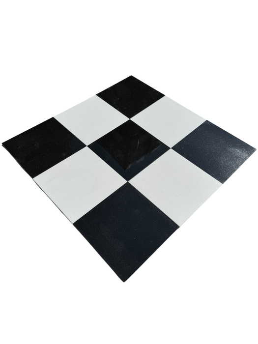 Checkerboard Thassos White Marble and Premium Black Granite Tile 12x12