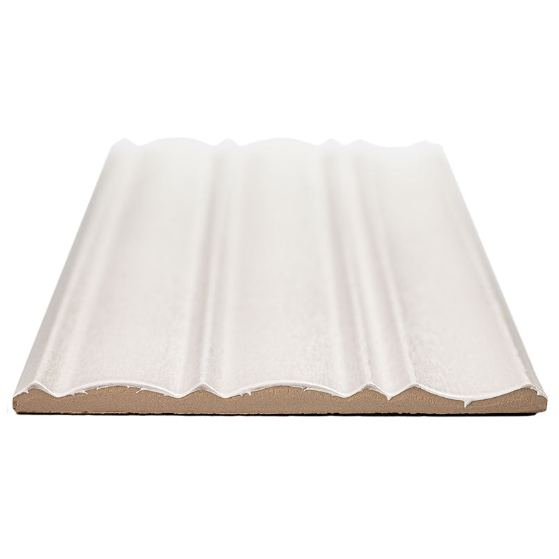 Edge view of Folk Pearl showing fluted texture and soft satin sheen