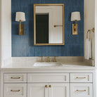 Gems Cobalto Fluted Tiles installed on accent bathroom wall with seamless grout finish