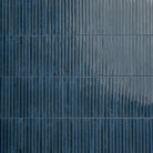 Flat view of Gems Cobalto Fluted Tile, 5x10 porcelain with glossy finish and pre-scored fluted slat design