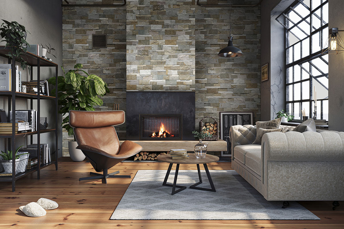 Golden Honey XL Quartzite Panels installed on a feature wall with natural golden tones