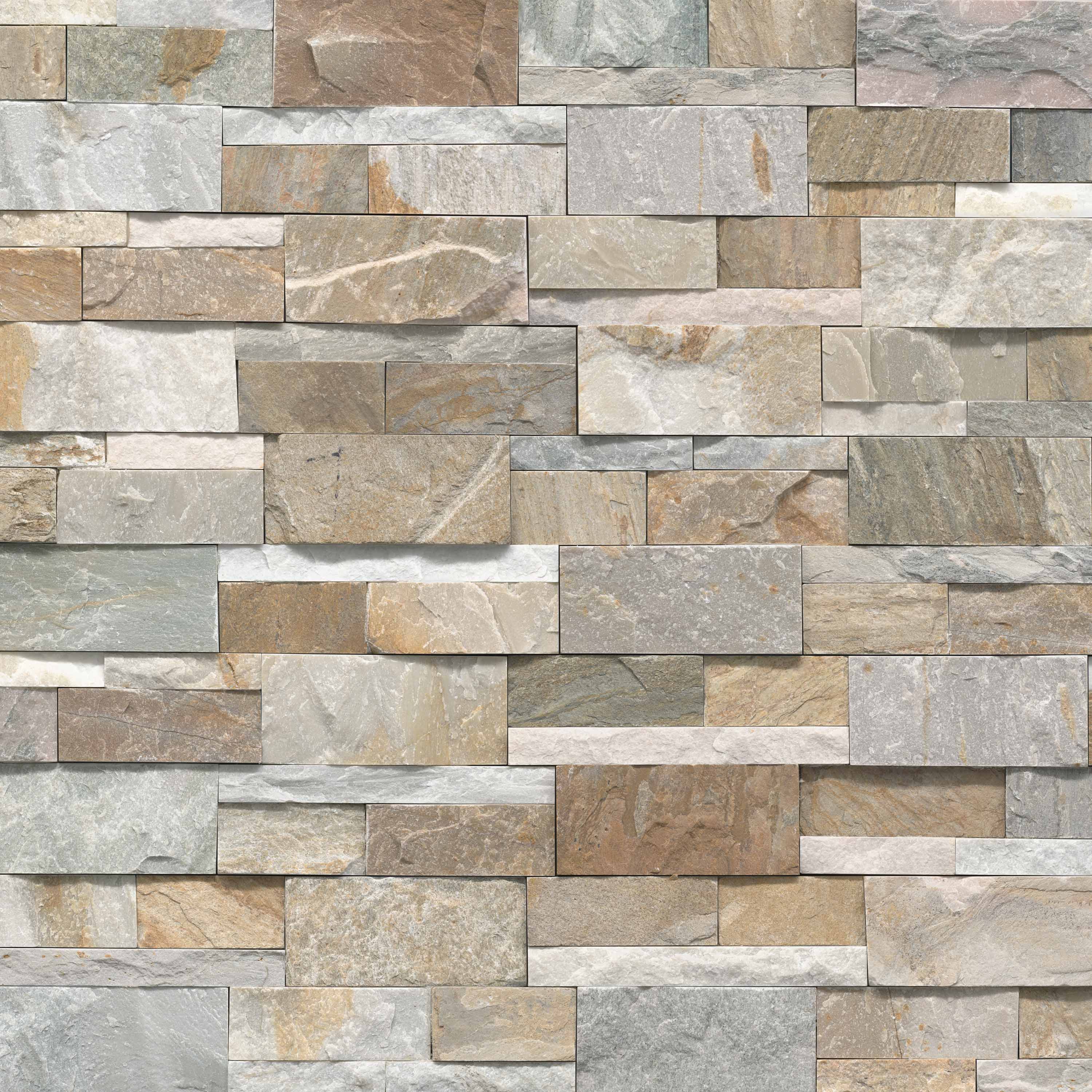 Flat view of Golden Honey XL Stacked Stone Panel, 9x24 quartzite in split-face finish