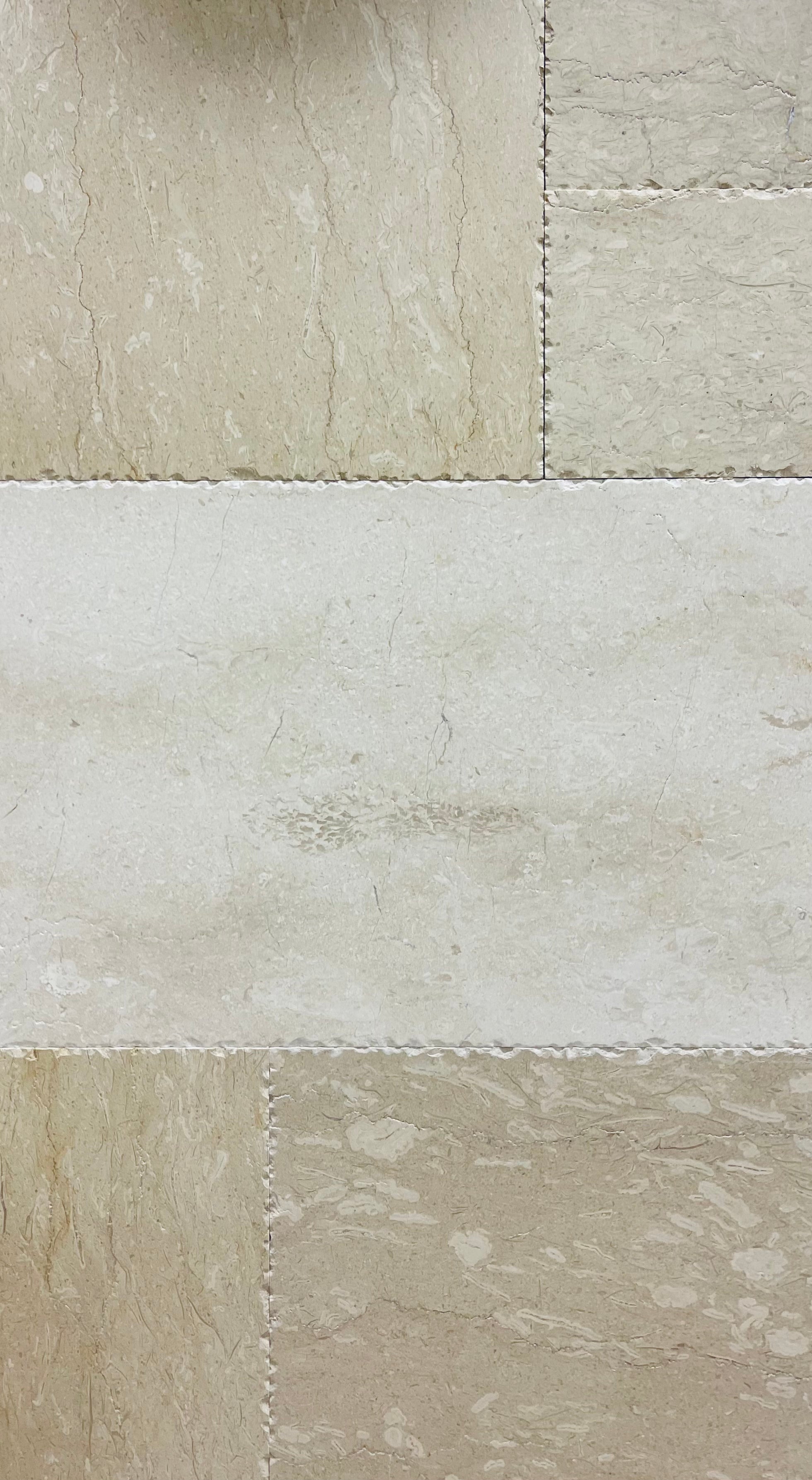 Flat layout of Golden Sand Marble tiles in Versailles pattern with brushed finish