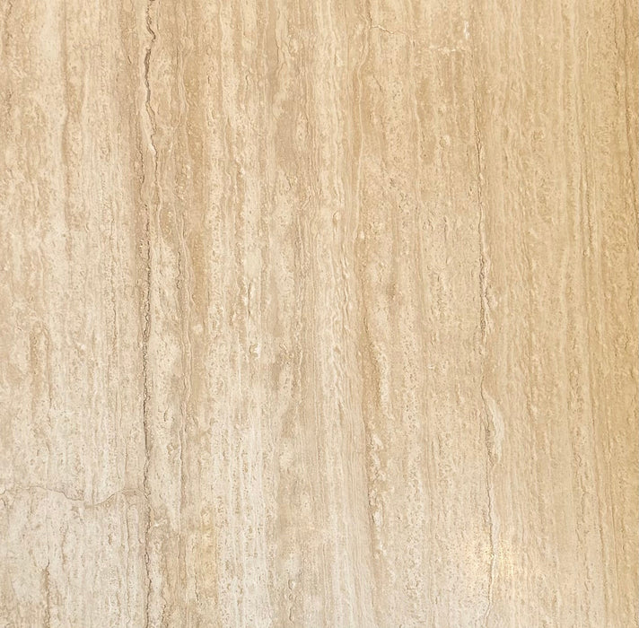 Ivory Vein-Cut Travertine Tile 24x24 with honed and filled finish in natural cream tones