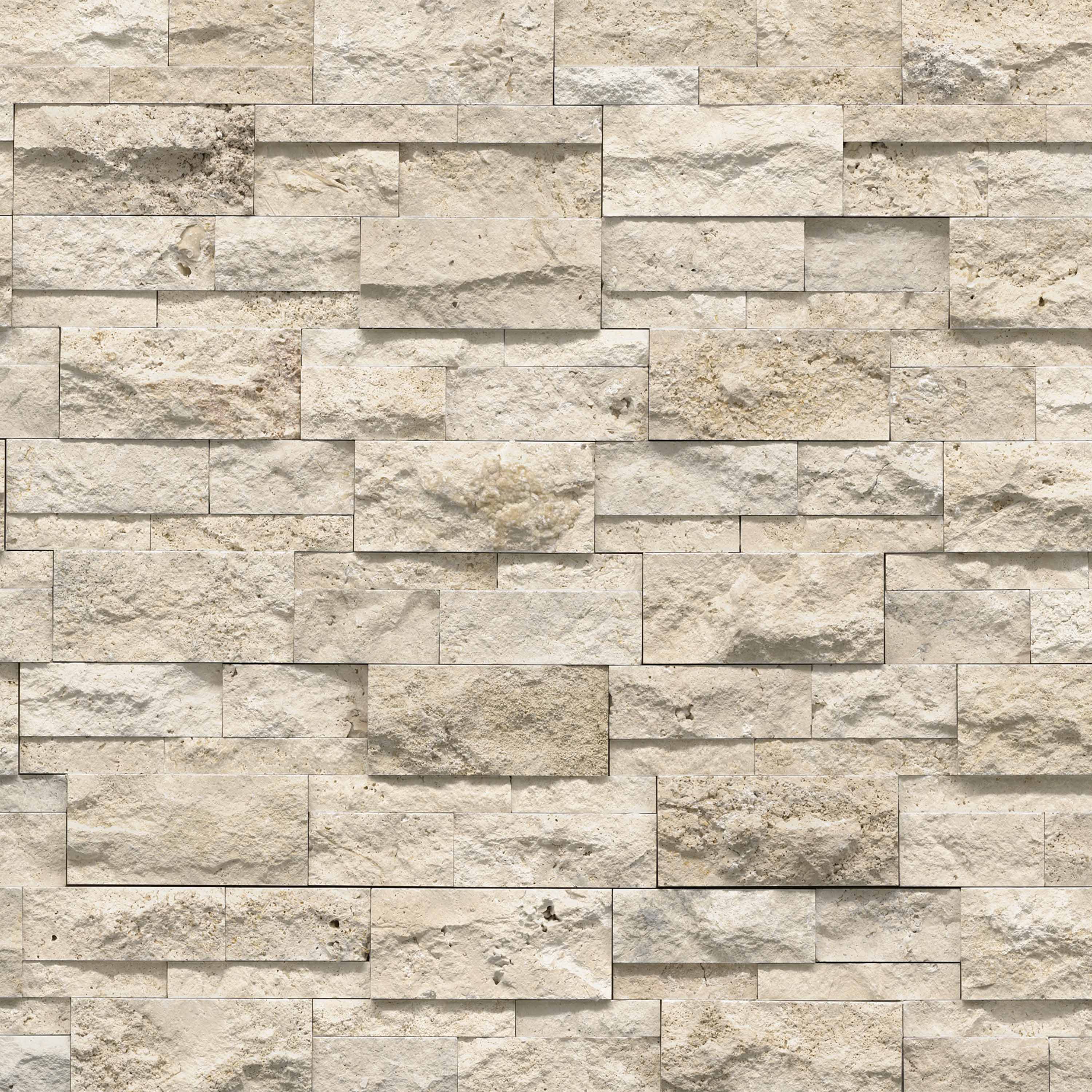 Flat view of Roman Beige XL Stacked Stone Panel, 9x24 travertine in split-face finish