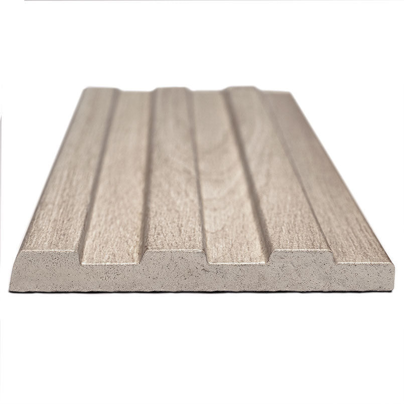 Close-up of Sinfonia Hip Hop Abedul showing fluted 3D texture and natural wood grain detail