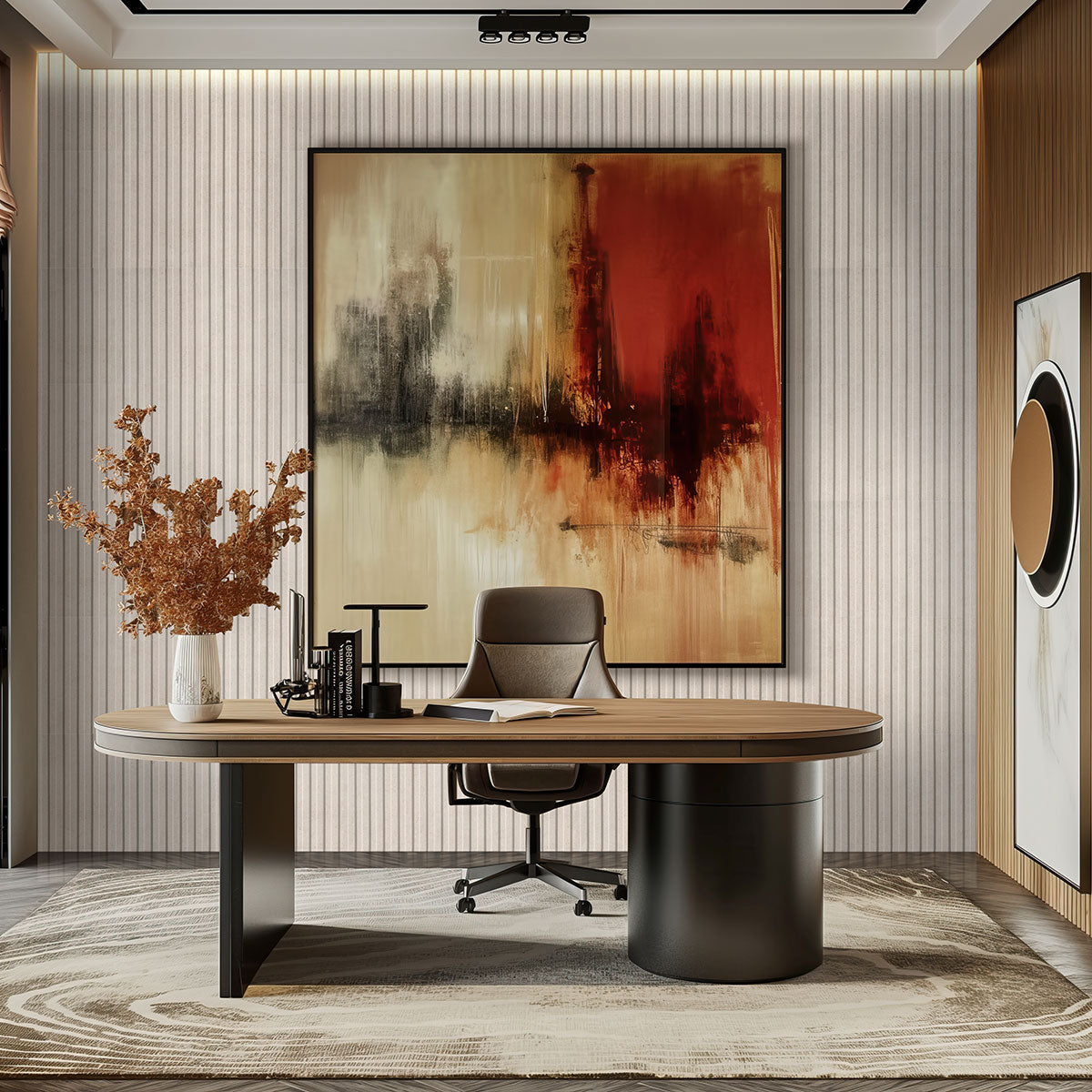 Sinfonia Hip Hop Arena Fluted Tiles installed onoffice wall with seamless, sophisticated finish