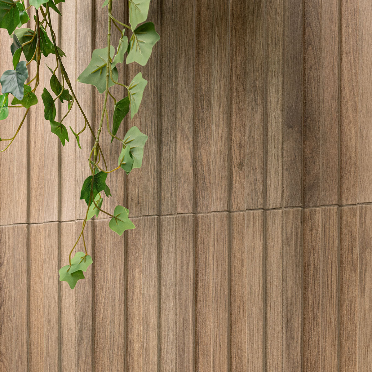 Sinfonia Hip Hop Camel Fluted Tiles installed on a wall with warm, elegant finish