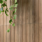 Sinfonia Hip Hop Camel Fluted Tiles installed on a wall with warm, elegant finish