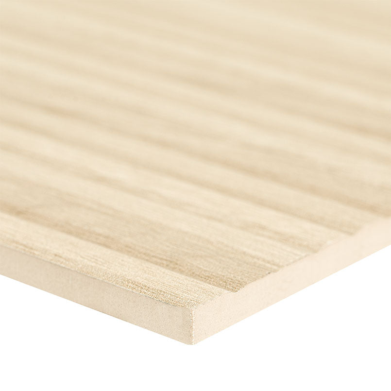 Close-up of Urbanslat Blonde Panel showing ribbed wood-look surface and warm tones