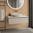 Urbanslat Flute Timber Wall Panels installed in contemporary bathroom with spa-inspired design