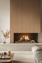 Urbanslat Flute Timber Wall Panels installed on fireplace wall