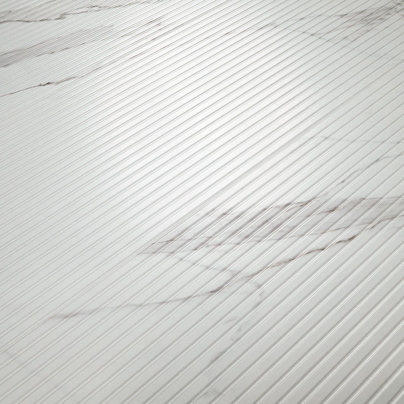 Close-up of Urbanslat Marmi Grey showing 3D fluted texture and satin finish