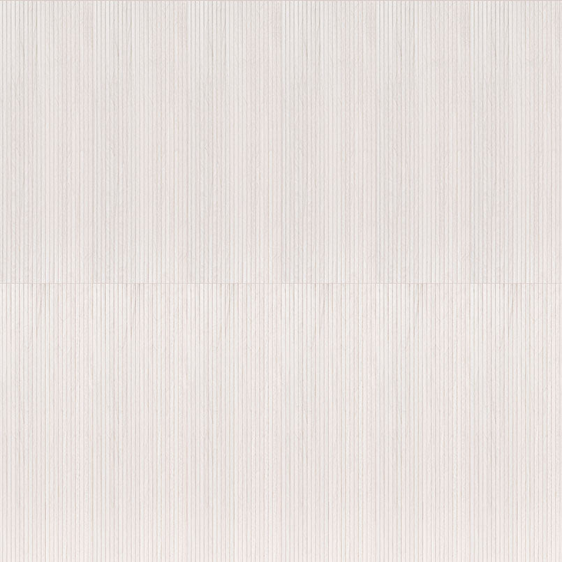 Flat view of Urbanslat White Wood Look Wall Panel, 16x48 ceramic tile with matte finish and fluted texture