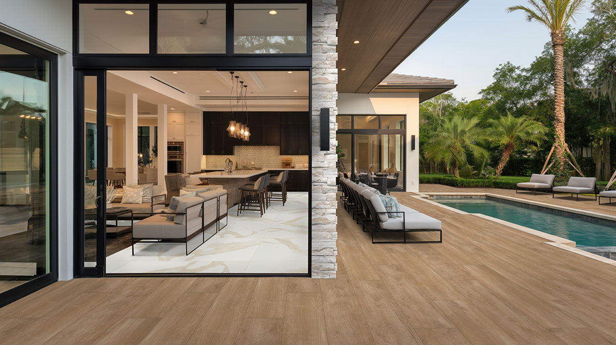 XL Rockmount Royal White Corners installed on outdoor walls surround with seamless finish