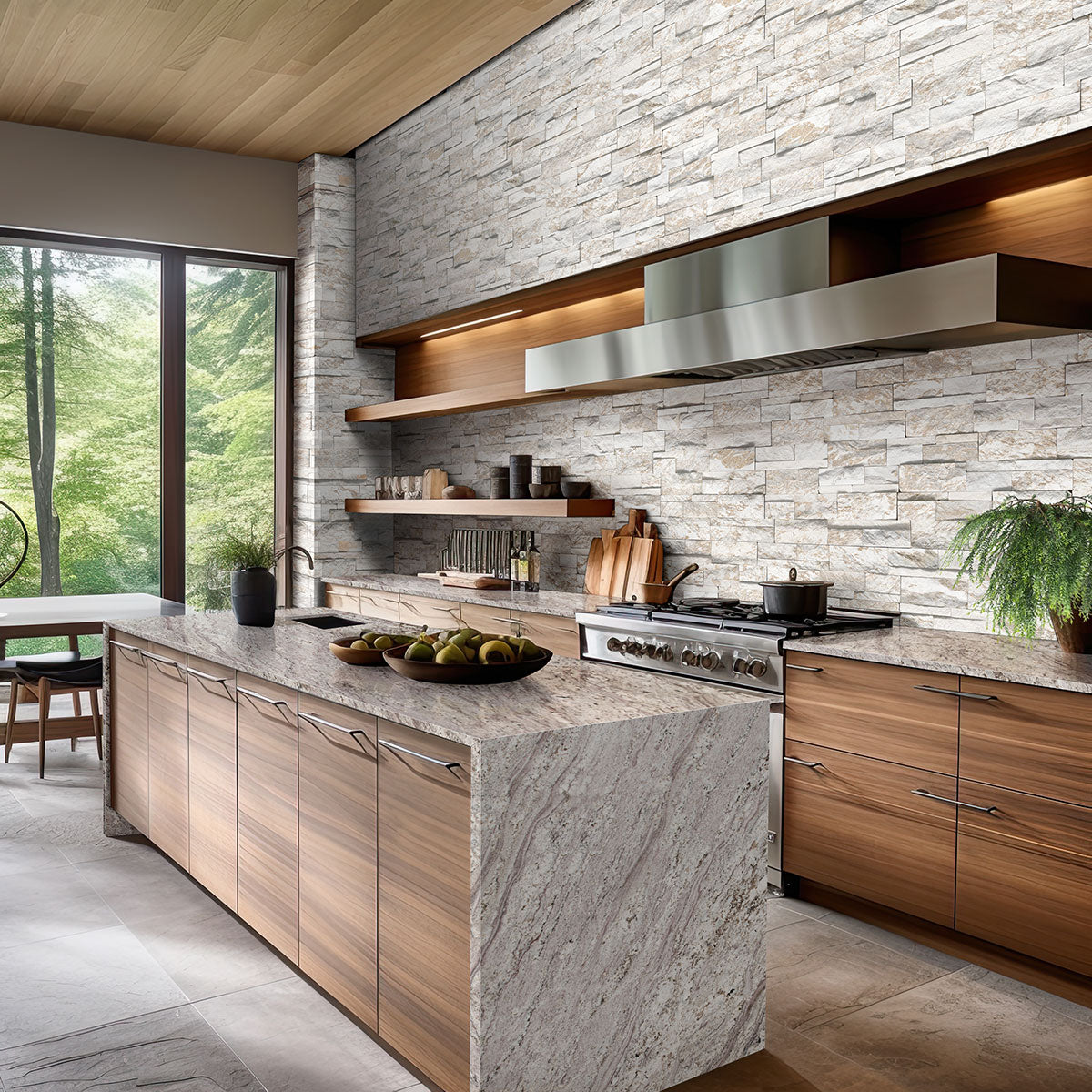 XL Rockmount Royal White Corners installed on modern kitchen wall with seamless finish