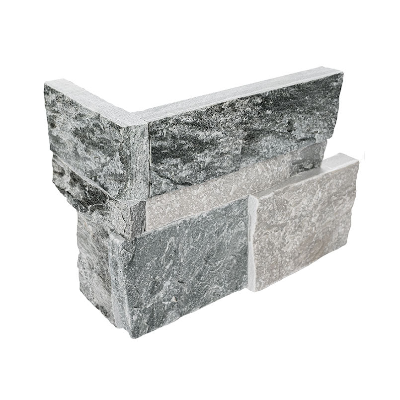 Flat view of XL Rockmount Sierra Blue 9x18 Corner with split-face texture and multicolor quartzite tones