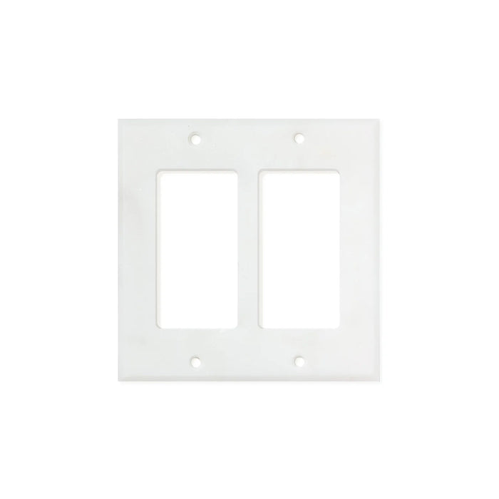 Carrara White Marble Double Rocker Switch Wall Plate And Switch Plate Cover 4.5 X 4.5 inch