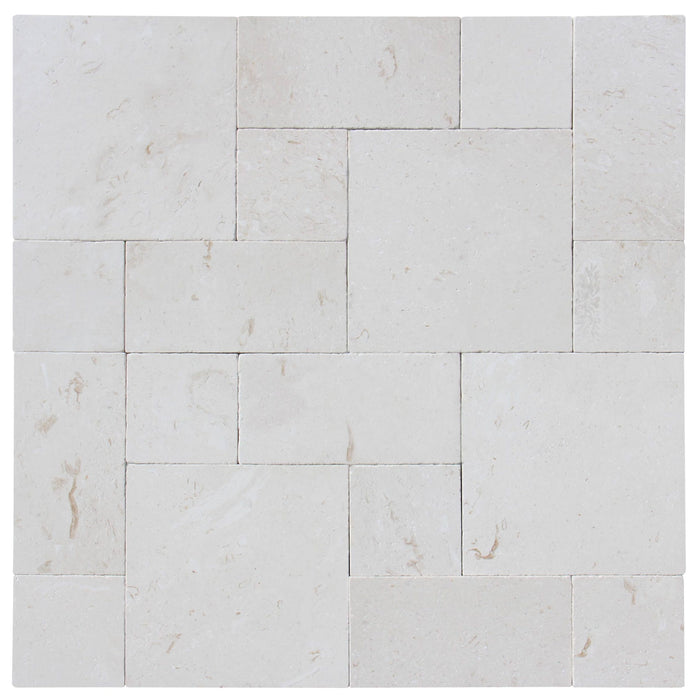 Mayra White Limestone Paver Roman Pattern Tumbled