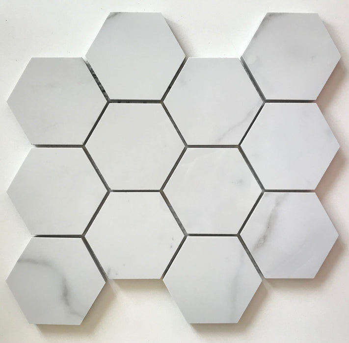 Statuario Hexagon Mix Mosaic