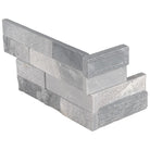 Flat lay of Alaska Gray Multifinish corner panels with textured marble surfaces
