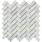 Arabescato Carrara 1x2 inch herringbone marble mosaic tile sheet
