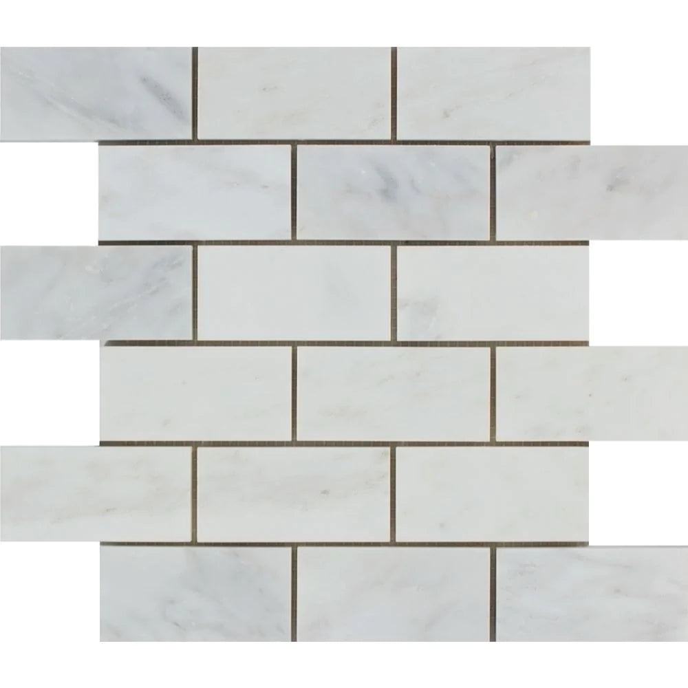 Arabescato Carrara Marble 2x4 polished mosaic tile