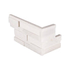 Flat lay of Arctic White 3D Honed marble corner panel with crisp white texture