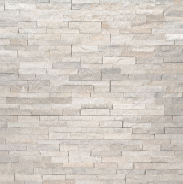 Close-up of Arctic White Mini showing split face marble texture