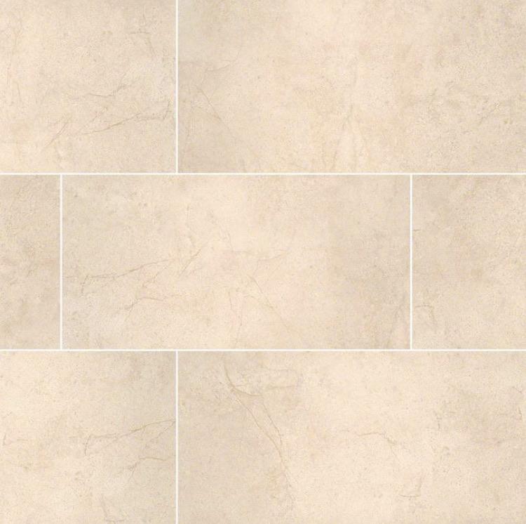Flat lay of Aria Crema porcelain tile with warm cream stone-inspired finish