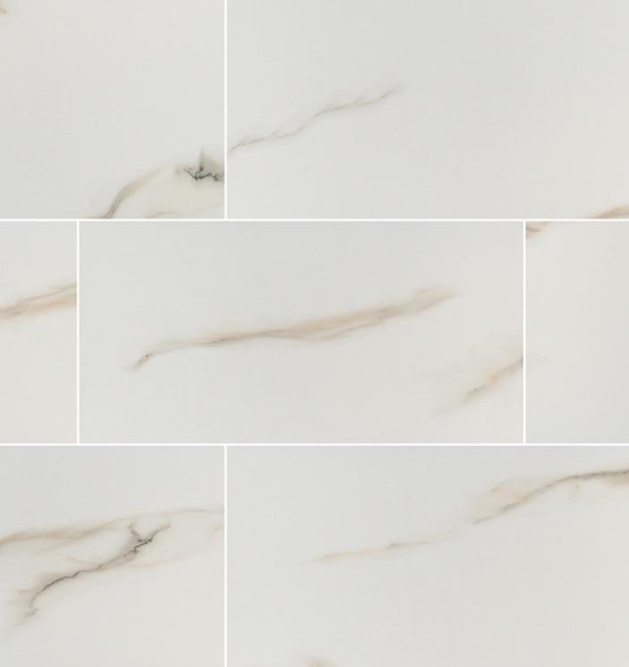 Flat lay of Aria Platinum tile showing creamy polished surface with natural veining