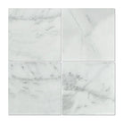 Flat view of Bianco Mare 18x18 Polished Marble Tile, soft white with veining