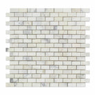 Flat view of Calacatta Gold Baby Brick Mosaic in polished finish, 5/8" x 1"