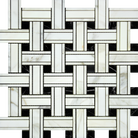Flat view of Calacatta Gold Tripleweave Black Mosaic Tile in 12"x12" sheet with polished finish