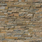 Flat lay of Canyon Creek stacked stone panel in golden quartzite and gray tones
