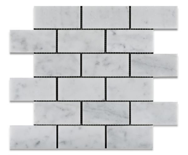 Carrara White Marble 2x4 Brick Mosaic Tile