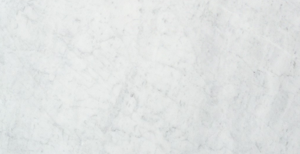 Close-up of Carrara White Marble 6x12 subway tile with soft gray veining on white background