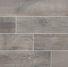 Flat view of Country River Stone 8x48 wood-look porcelain tile with matte finish and gray woodgrain