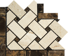 Crema Marfil Basketweave border corner 5x6 marble tile