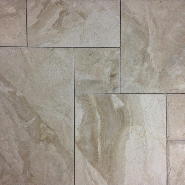 Flat layout of Dina Royale Marble tiles in Versailles pattern with brushed finish