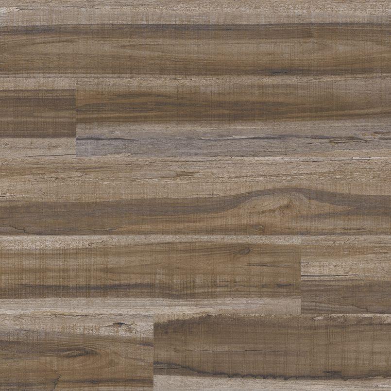 Flat lay of Exotika luxury vinyl tile with weathered wood finish and gray-blue grain details