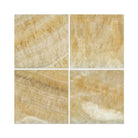 Flat view of 18x18 Honey Onyx Tile in polished finish, showing amber and gold veining