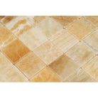 Close-up of Honey Onyx 2x2 Mosaic showing polished surface and natural veining