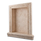 Flat view of Ivory Travertine Custom Shampoo Niche Grande with smooth honed finish