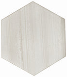 Flat view of Legend Glazed Porcelain Hexagon Tile in matte gray and white tones